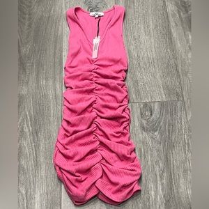 NWT Red Haute bright pink cinched tank dress- XS